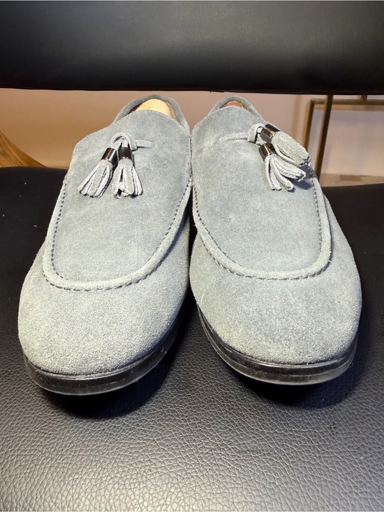 Bar III Light Gray Suede Tassel Loafers with Tan Accents Sz 10 main image 16